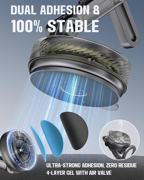 InwodiTeki 360 108+LBS 3000gf 17 16 15 14 13 12/ Magnetic Phone Holders for Your Car, Upgraded Vacuum Car Phone Holder