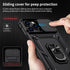 iPhone 13 Pro Max Case with Slide Lens Cover, HD Screen Protector, Military Grade Drop Protection, Black Kickstand