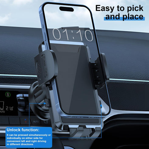 FALVFUN 360 Car Phone Holder Mount, Rotation Adjustable Vehicle Phone Stand with Metal Hook Clip, Auto Cellphone Holder