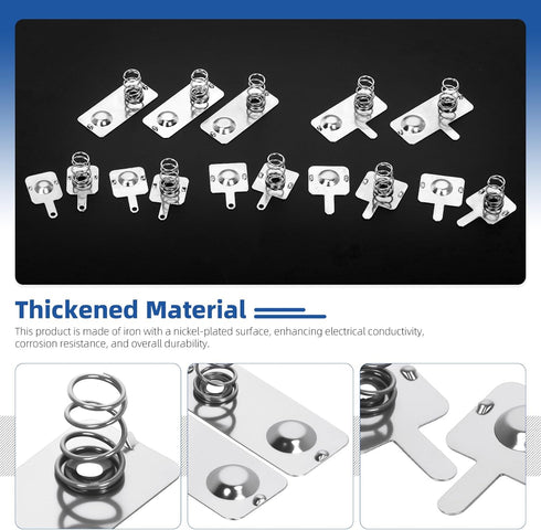 Glarks 100pcs 10 Sizes AA Nickle Plated Battery Springs Kit, Batterys Negative to Positive Conversion Springs Contact