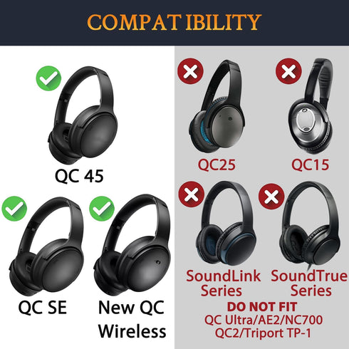 SOULWIT Cooling Gel Ear Pads Cushions Replacement for Bose QuietComfort 45 - Earpads with Ice Silk Fabric