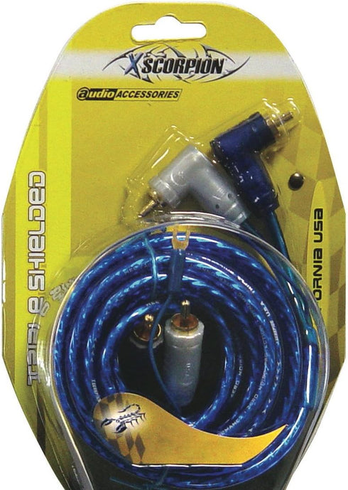 Xscorpion RCA Audio Cable - 6 ft - 2 x RCA Male Stereo Audio, 1 x Spade Terminal, Blue