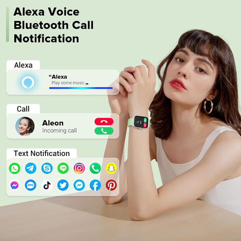 Smart Watches for Men/Women, 1.8'' Alexa Built-in Fitness Tracker Watch with Bluetooth Calls, IP68 Waterproof, 110