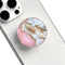 Clear Crystal Collapsible Expanding Mobile Phone Grip Stand Holder for Smartphones and Tablets (Gold Pink Marble)