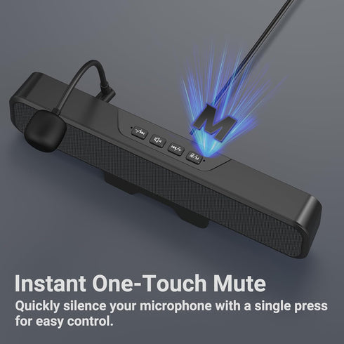 Inwa Computer Speakers with Microphone for Desktop PC, USB Monitor Speakers with Clip, Wired Laptop Sound Bar, Stereo