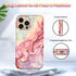 Btscase Rose Gold Marble Pattern Case Compatible with iPhone 13 Pro Max 6.7 Inch 2021, Heavy Duty Shockproof Full Body