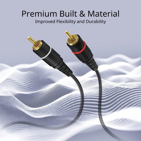 TNP RCA Cables 12ft - Gold Plated 2RCA Male to 2RCA Male Stereo Audio Cable for Home Theater