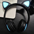 Wireless Cat Ear Headphones, Bluetooth Headset with Mic, 7 Colors LED Light Flashing, Glowing On-Ear Stereo Headset