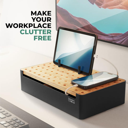 Prosumer's Choice Bamboo Charging Station, Wood Dock Organizer for Apple & Android Phones, Tablets