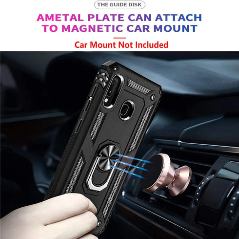 STARSHOP Compatible Samsung Galaxy A20 Phone Case with Tempered Glass Screen Protector, Military Grade Shockproof