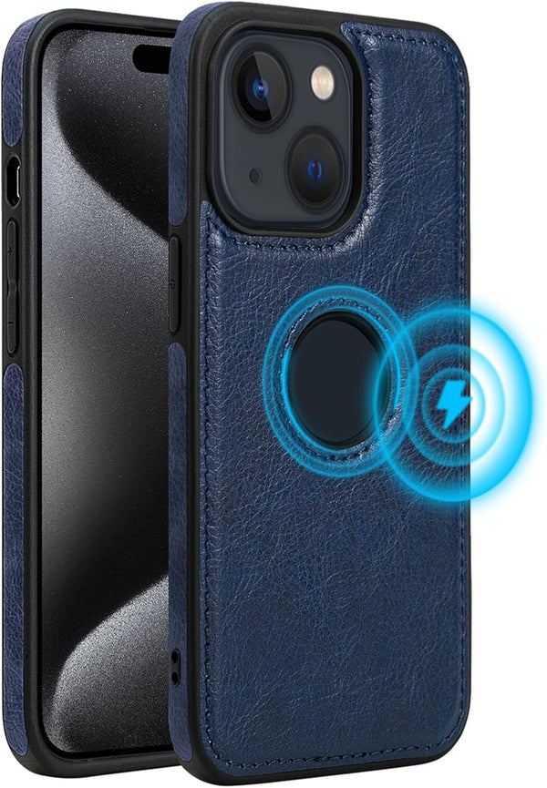 PULUZ iPhone 15 Case - Slim, Lightweight Leather Texture Stitching for All-Round Protection (Blue)