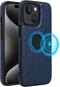 PULUZ iPhone 15 Case - Slim, Lightweight Leather Texture Stitching for All-Round Protection (Blue)