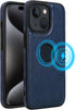 PULUZ iPhone 15 Case - Slim, Lightweight Leather Texture Stitching for All-Round Protection (Blue)