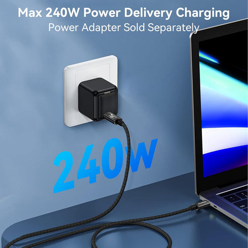 USB 4 Cable Replacement for Thunderbolt 4/3, 6.6ft, Supports 8K HD Display, 40 Gbps Data Transfer, Type-C
