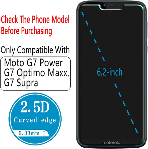 HPTech 2-Pack Tempered Glass Screen Protector for Motorola Moto G7 Power, G7 Supra, G7 Optimo Maxx