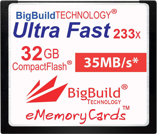 BigBuild Technology eMemoryCards 32GB Ultra Fast 35MB/s CompactFlash memory card compatible with Canon 10D/20D/30D/40D/50D/1D/1Ds/5D/5Ds/7D