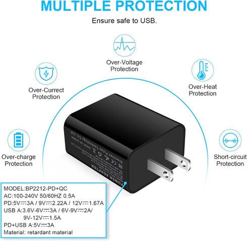 USB C Charger Block, 20W Dual Port PD Wall Charger for iPhone 15 Pro Max/14/13/12/11, Fast Charging for Samsung Galaxy