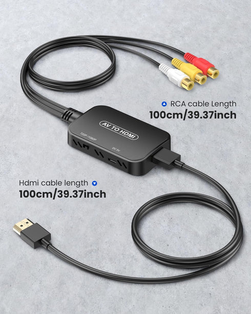 RCA to HDMI Converter, Viagkiki AV to HDMI Adapter for PS1, PS2, PS3, Xbox, VHS, Black-Ray DVD Players