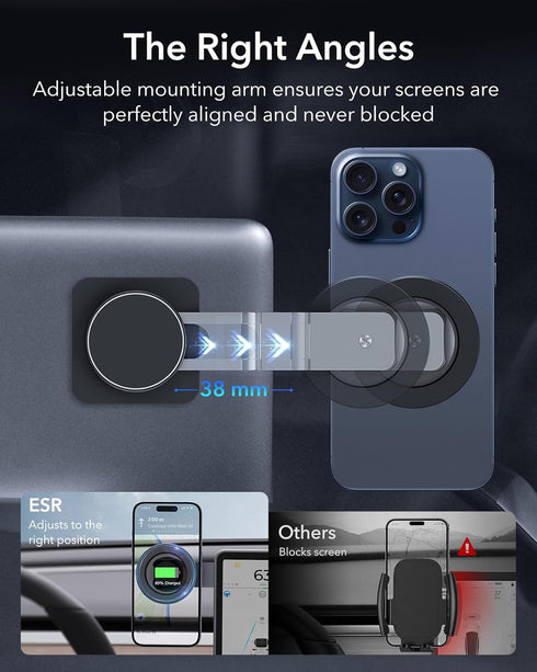 ESR for MagSafe Car Mount, Foldable Dashboard/Tesla Magnetic Car Mount, Tesla Touchscreen Phone Holder Mount, for