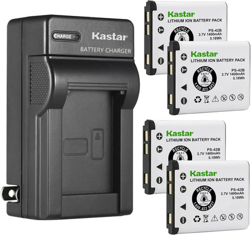 Kastar 4-Pack Battery and AC Wall Charger for Sony Bluetooth Laser Mouse VGP-BMS77, Sony 4-268-590-02 SP60 SP60BPRA9C