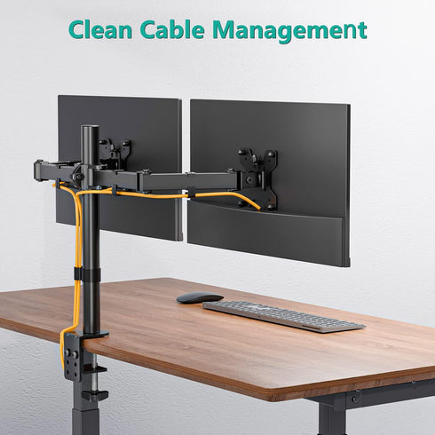 WALI Dual Monitor Desk Mount, Stand for 2 Monitors Up to 27 Inch, Max 22lbs, Black, Home, Office, School