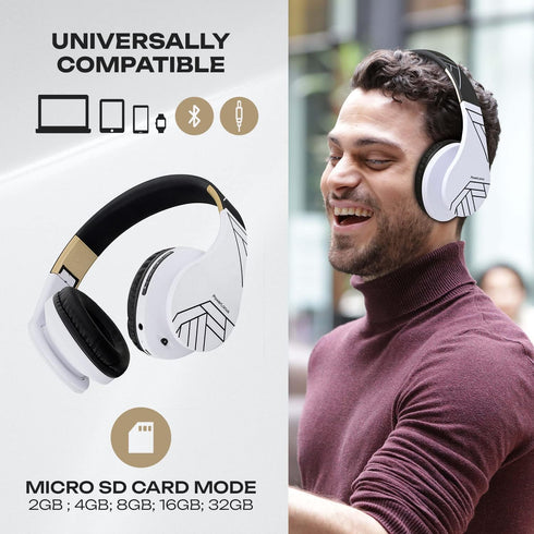 PowerLocus Bluetooth Over-Ear Headphones, Wireless Stereo Foldable Headphones, Wireless and Wired Headsets with