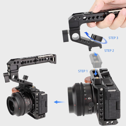 LEFTFOTO Camera Cage Top Handle, NATO Rail Standard with 7mm NATO Rail for DSLR Camera Cage