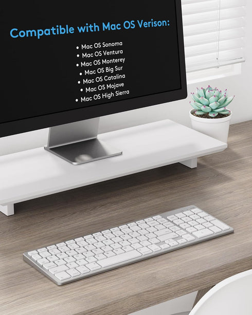 Wireless Bluetooth Keyboard for Apple Mac OS, US QWERTY Layout, Scissor Keys, Rechargeable Battery, Compatible with