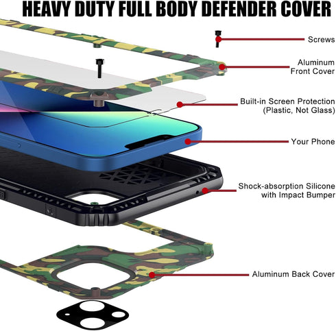 Mitywah Waterproof Case for iPhone 13, Heavy Duty Military Grade Protection with Built-in Screen Protector, 6.1 inch,