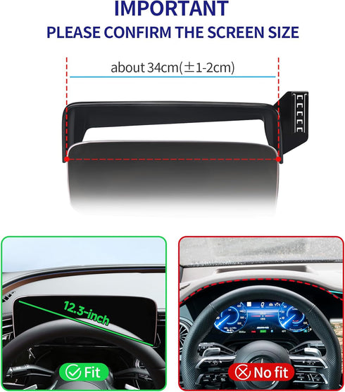 Masergogo 2023-2025, 12.3" 360 Car Phone Holder for Mercedes Benz EQE Sedan/EQE SUV Screen Fixed Clip, Auto Accessories