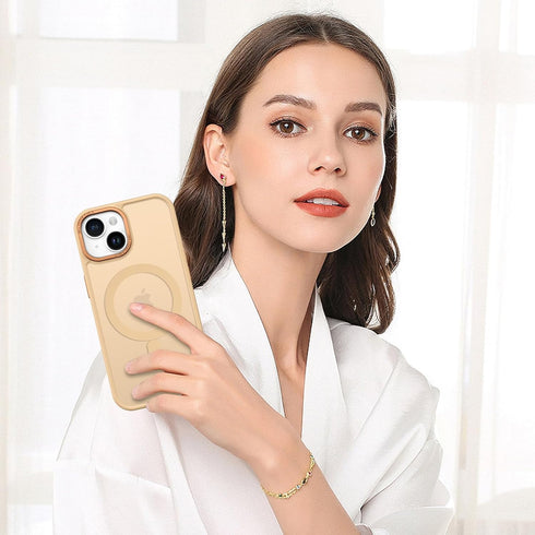 BENTOBEN Translucent Matte Slim Magnetic Case for iPhone 15 Plus, Compatible with MagSafe, Khaki