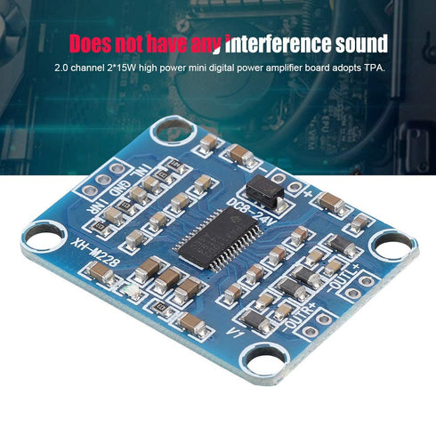 Mini Digital Amplifier Board, 15W+15W 2.0 Dual Channel Audio Amplifier Board TPA3110 for DIY Speaker Sound System