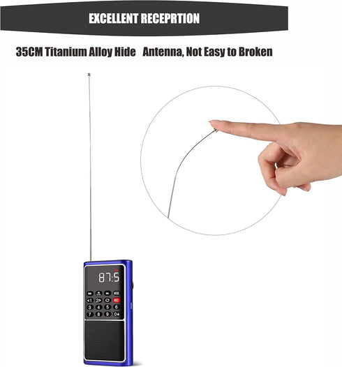 Leting Portable Radio with MP3 Speaker, FM Radio, Supports TF Card/USB/Music Recording, Rechargeable Battery Powered