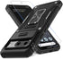 DEERLAMN Google Pixel 8 Case - Heavy Duty Black with Slide Camera Cover, Screen Protector & Rotated Ring Kickstand.