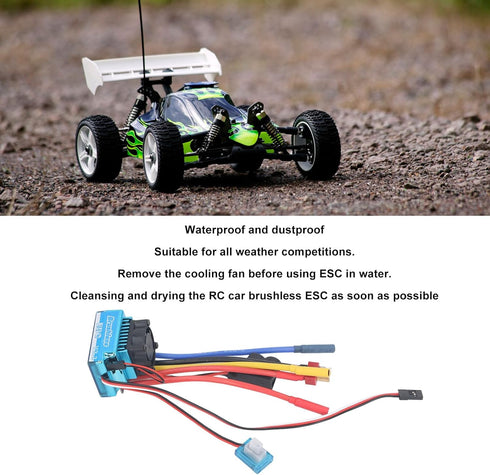 80A 1/10 RC Car Brushless ESC, Electronic Speed Controller, Waterproof Brushless ESC for RC Car, Boat, Aluminum Alloy
