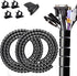 Large PC Cable Management Tube Sleeve, 2 PCS Black Wire Organizer for Cords, 5 ft EZ Spiral Cable Wrap Cover