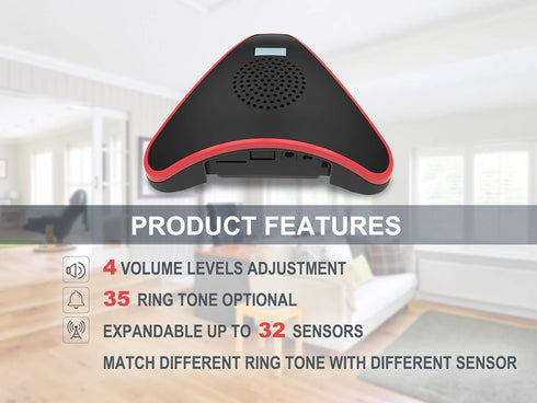 HTZSAFE Wireless Alarm Receiver,Driveway Alarm Receiver,32 Wireless Zones and 35 Ring Tones Optional