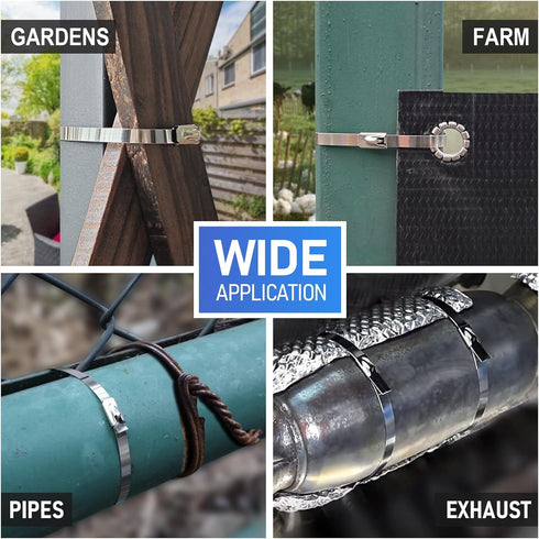 Stainless Steel Cable Tie Gun Kit with 150PCS Ties, Tool for Fastening and Cutting Metal Cable Ties