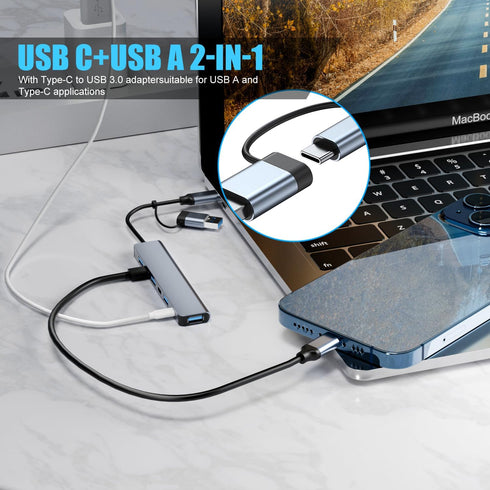 PANPEO Aluminum 7 in 1 USB C & USB Hub with USB 3.0, USB 2.0 Ports for PC/Laptops/MacBook Pro/Air