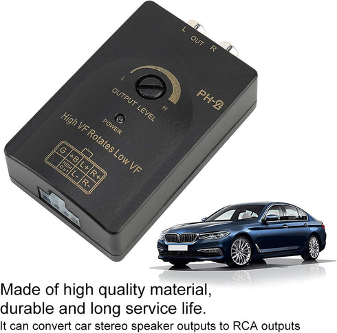 aqxreight Speaker Level Converter, Car Output Stereo Speaker High to Low Level Converter with Delay Function