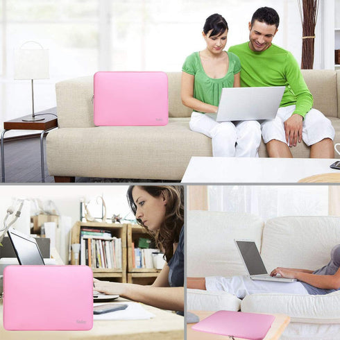 Naukay 15.6 Inch Laptop Sleeve, Resistant Neoprene Notebook Computer Pocket Case, Pink