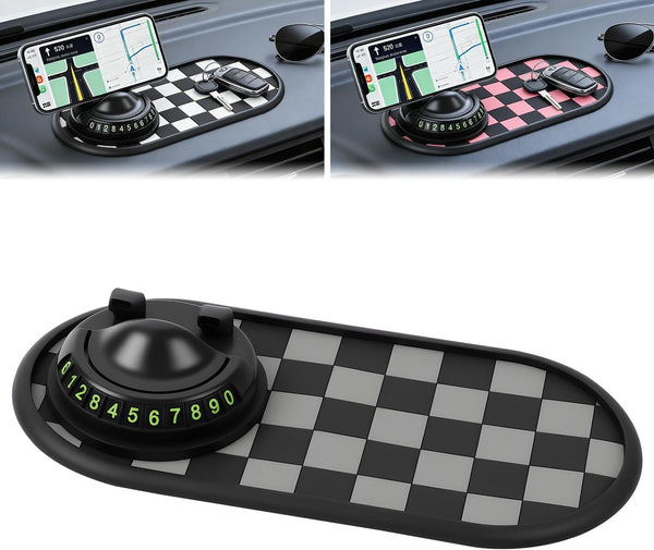 Generic Mobile Phone Bracket Anti-Slip Mat,Multifunction Car Dashboard Mat with Temporary Parking Number,360