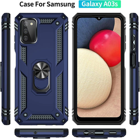 Samsung Galaxy A03S Case (Blue) - Military Grade 16ft Drop Tested with Screen Protector & Magnetic Kickstand