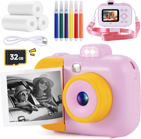 Kids Instant Print Camera for Girls Boys Age 3-12, 12MP 1080P Digital Cameras, Christmas Birthday Gifts