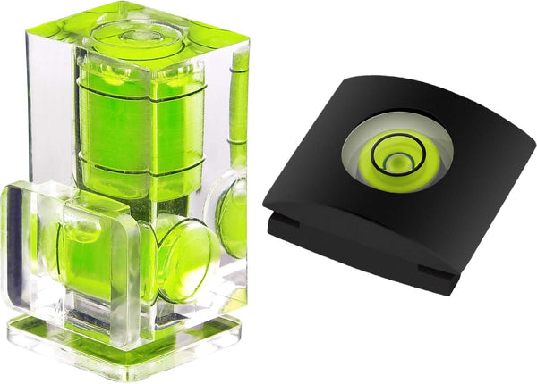 Anwenk Hot Shoe Level Camera Bubble Level, Hot Shoe Spirit Level Combo Pack (2 Axis Bubble Level & 1 Axis Cover)