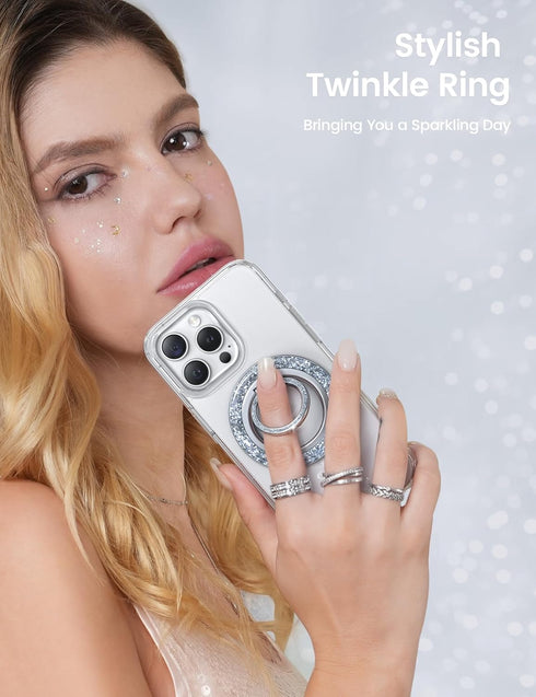 Lamicall Magnetic Phone Ring for MagSafe Grip, Stylish Twinkle Ring Holder Stand for iPhone 15/14/13 Pro Max Plus