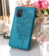 Samsung Galaxy A51 Case Wallet, Butterfly Floral Embossed Leather Flip Cover, Card Holder Slots (Non 5G Version) (Blue)