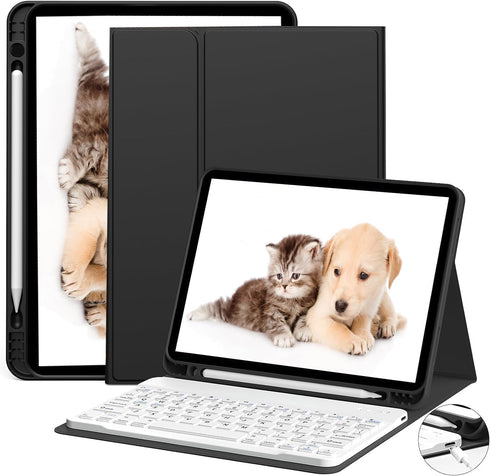 New iPad 10th Generation 2022 Keyboard Case, Detachable Wireless Bluetooth Keyboard, Auto Sleep/Wake, Black