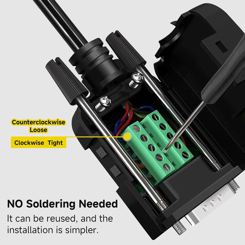 DB9 Female Breakout Connector, 9PIN Port Solderless RS232 D-SUB Serial Adapter with Screw Terminals