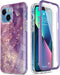 Esdot Rugged Case for iPhone 13 with Built-in Screen Protector, Military Grade, Fashionable Designs, Glitter Purple